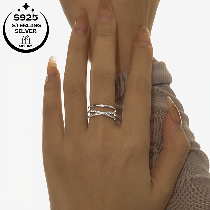 925 Silver Adjustable Ring with Layer Line Beach Accessories